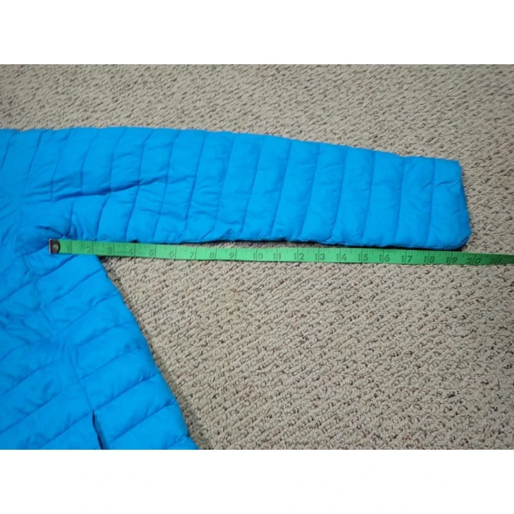 Lands End Puffer Jacket Girls XL 18-20 Blue Excellent Primaloft Hooded Outerwear